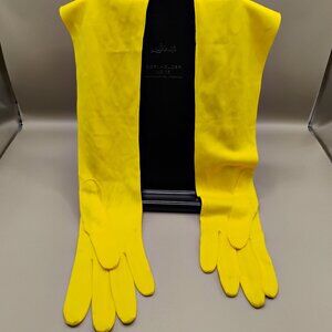 ladies vintage gloves long to elbow bright yellow size 7.5 NOS unworn 1950s -60s